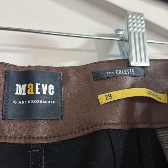 The Colette Cropped Wide-Leg Pants by Maeve: Faux-Leather Edition Brown Size 29 - Picture 8 of 9